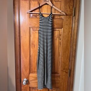 Gray and Black Striped Halter Dress